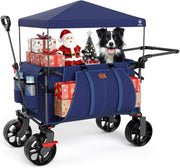 Blue 225L Heavy Duty Folding Camping Wagon w/ Canopy 150kg Festival Trolley