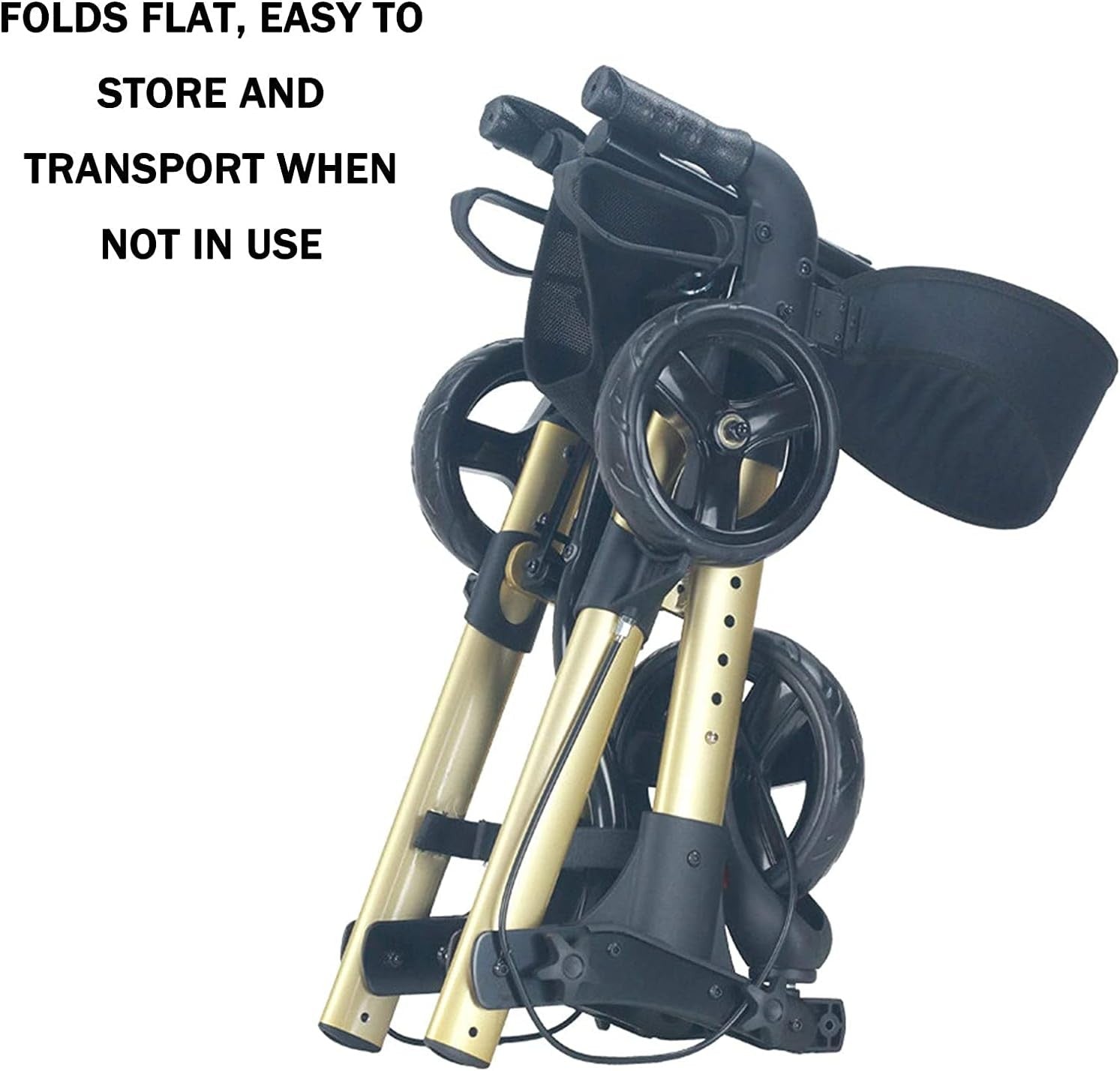 4 Wheel Rollator Walker with Seat Backrest Folding Lightweight Adjustable