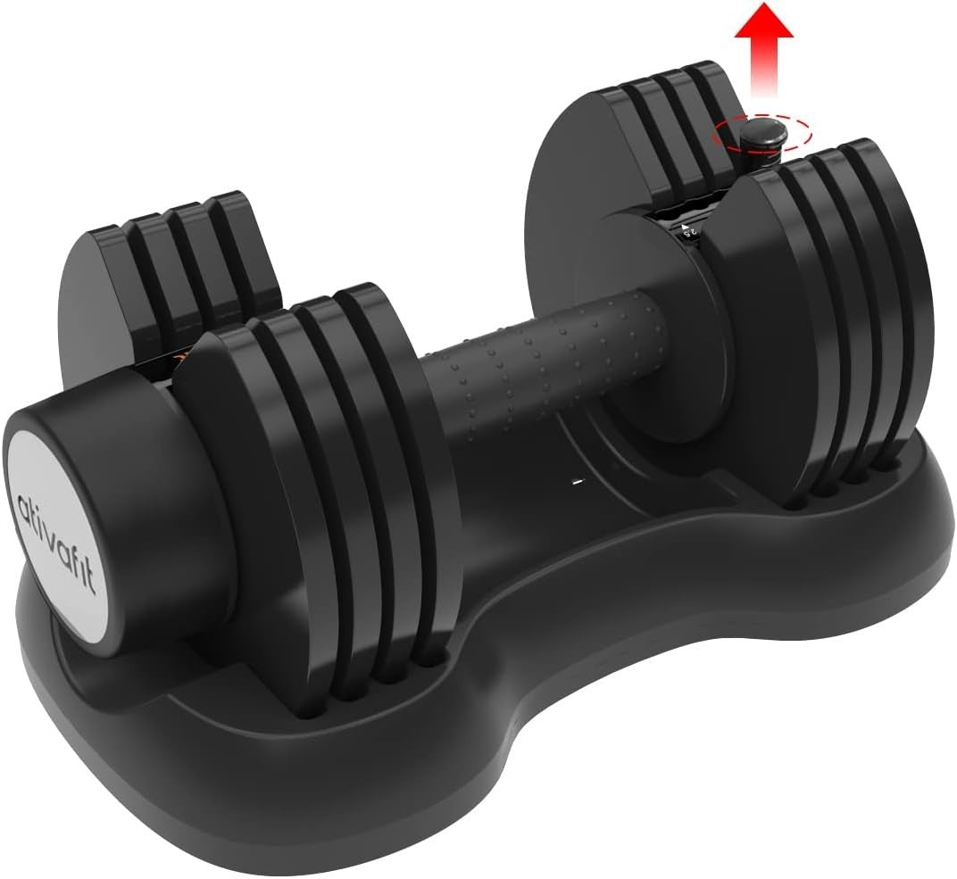 12.5KG x2 Adjustable Dumbbells Pair Quick Dial Space Saving Home Gym