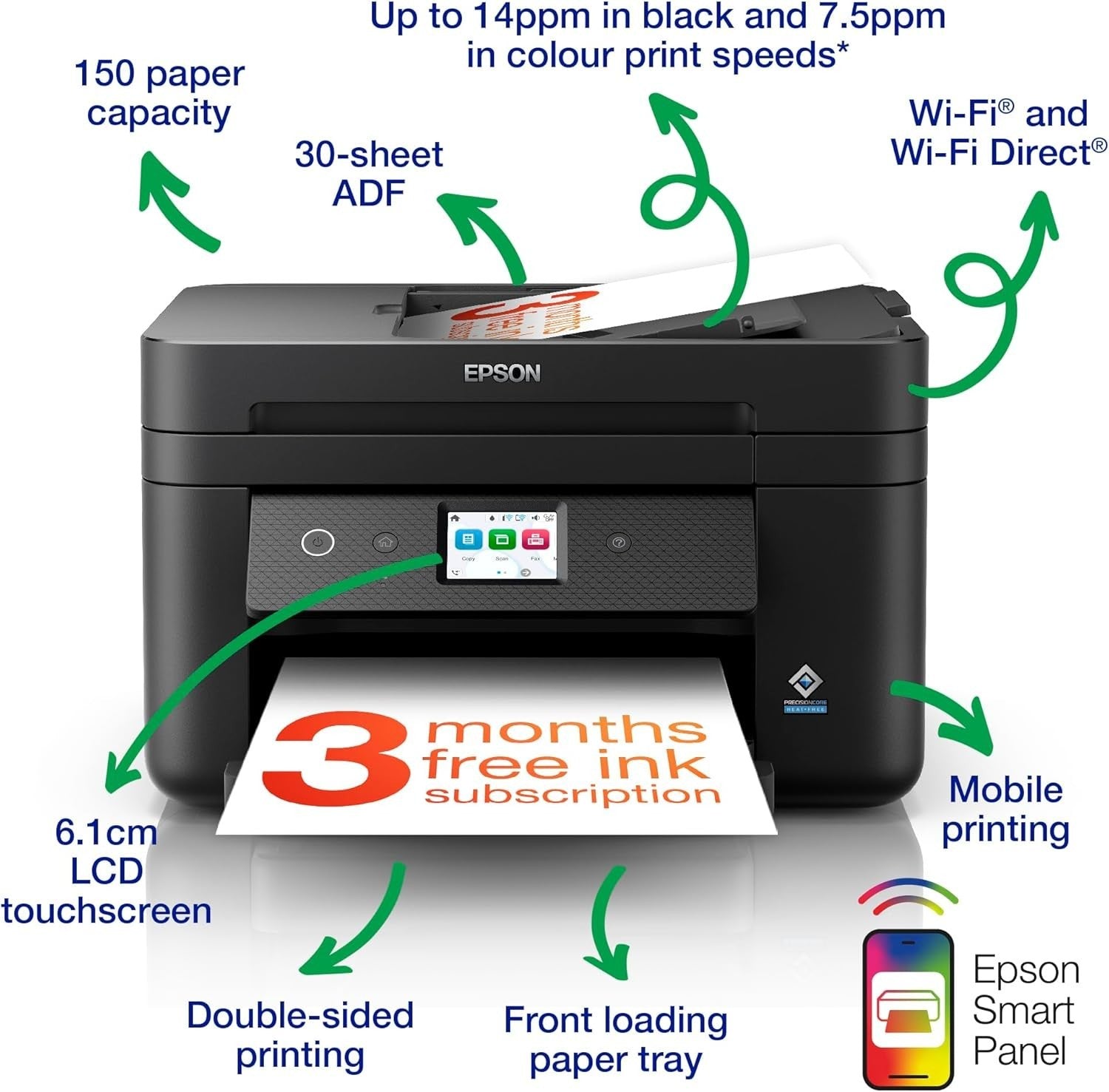 A4 Colour Wireless Multifunction Inkjet Printer with Duplex & ADF