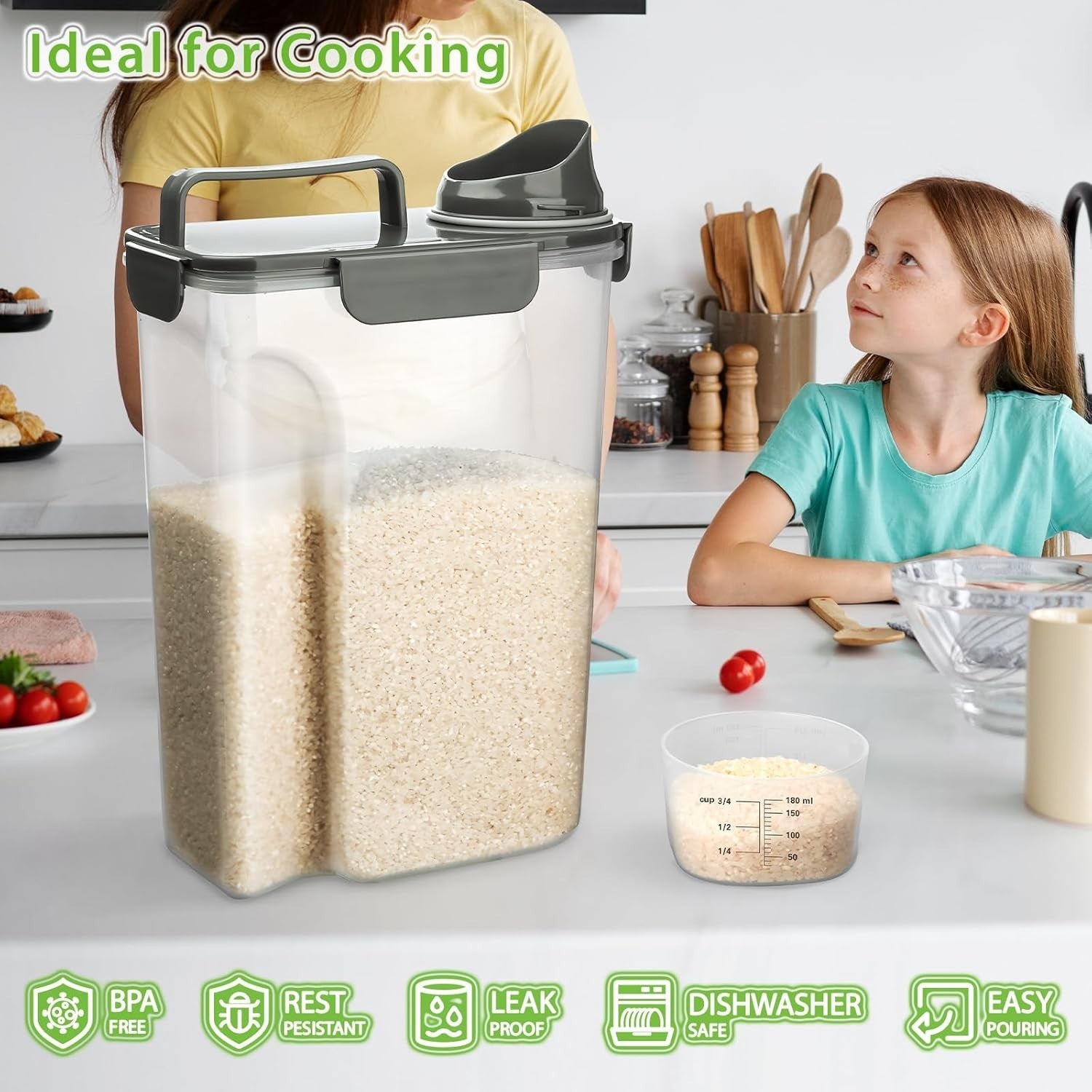 6L Airtight Rice Storage Container w Pour Spout