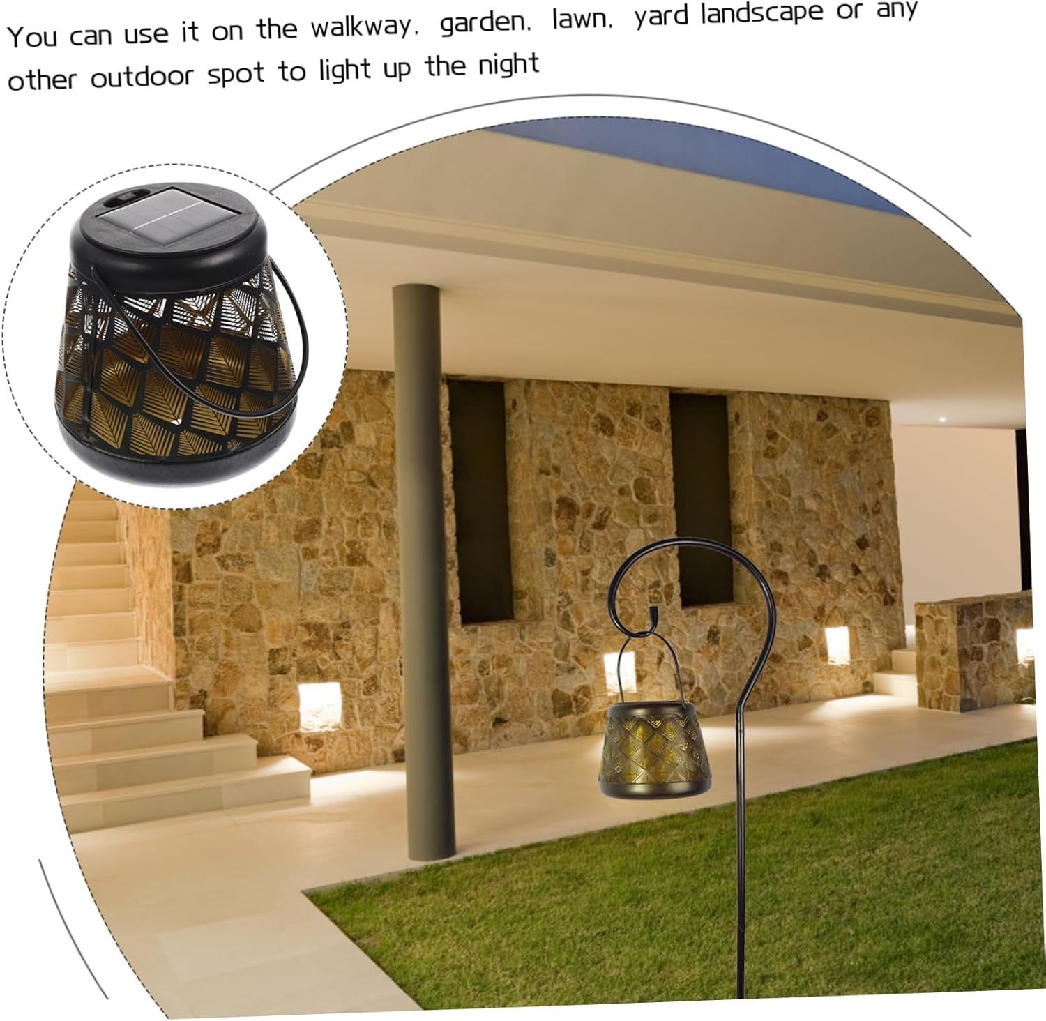 Solar Lantern for Garden, Creative Hollow Design Outdoor LED Light IP55