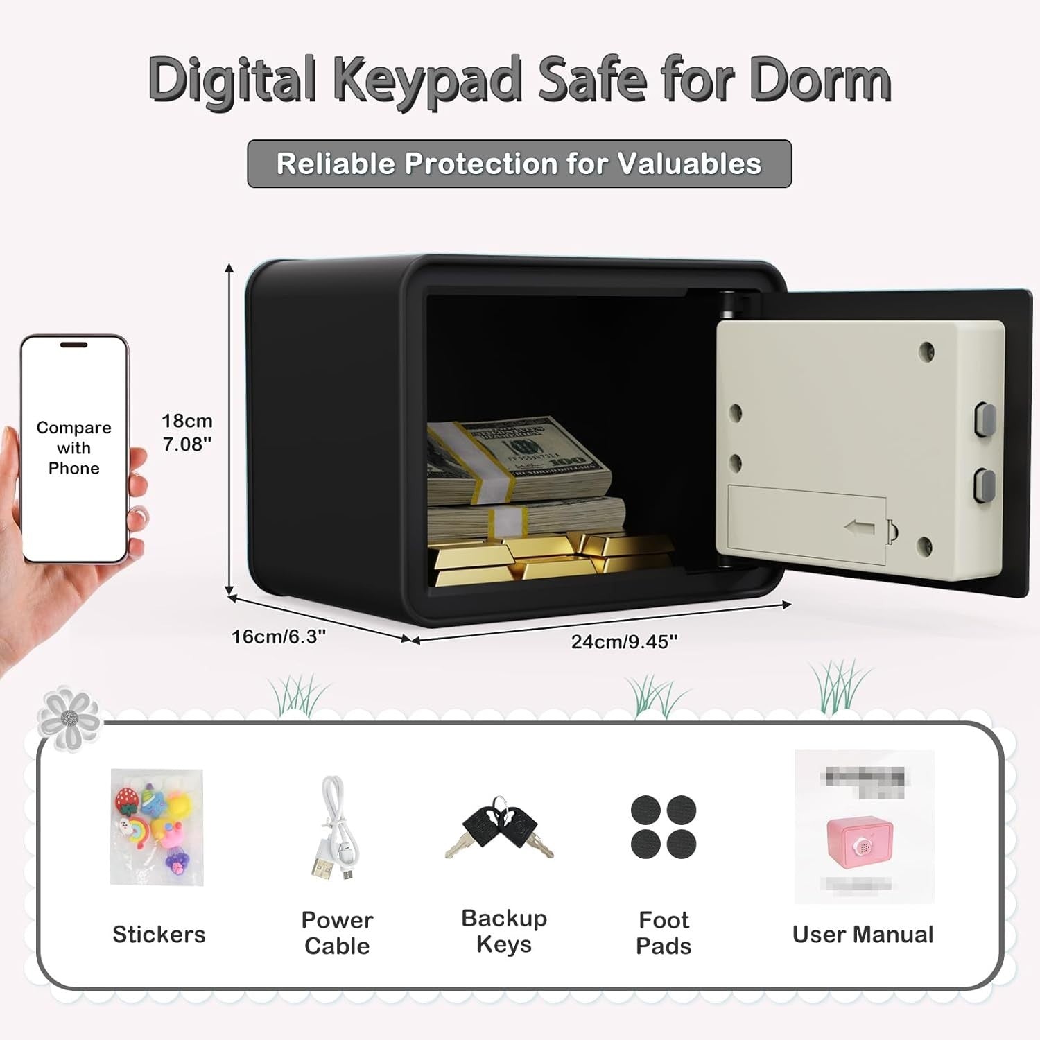 Kids Mini Safe Box Electronic Money Bank Keypad Lock Piggy Bank Black