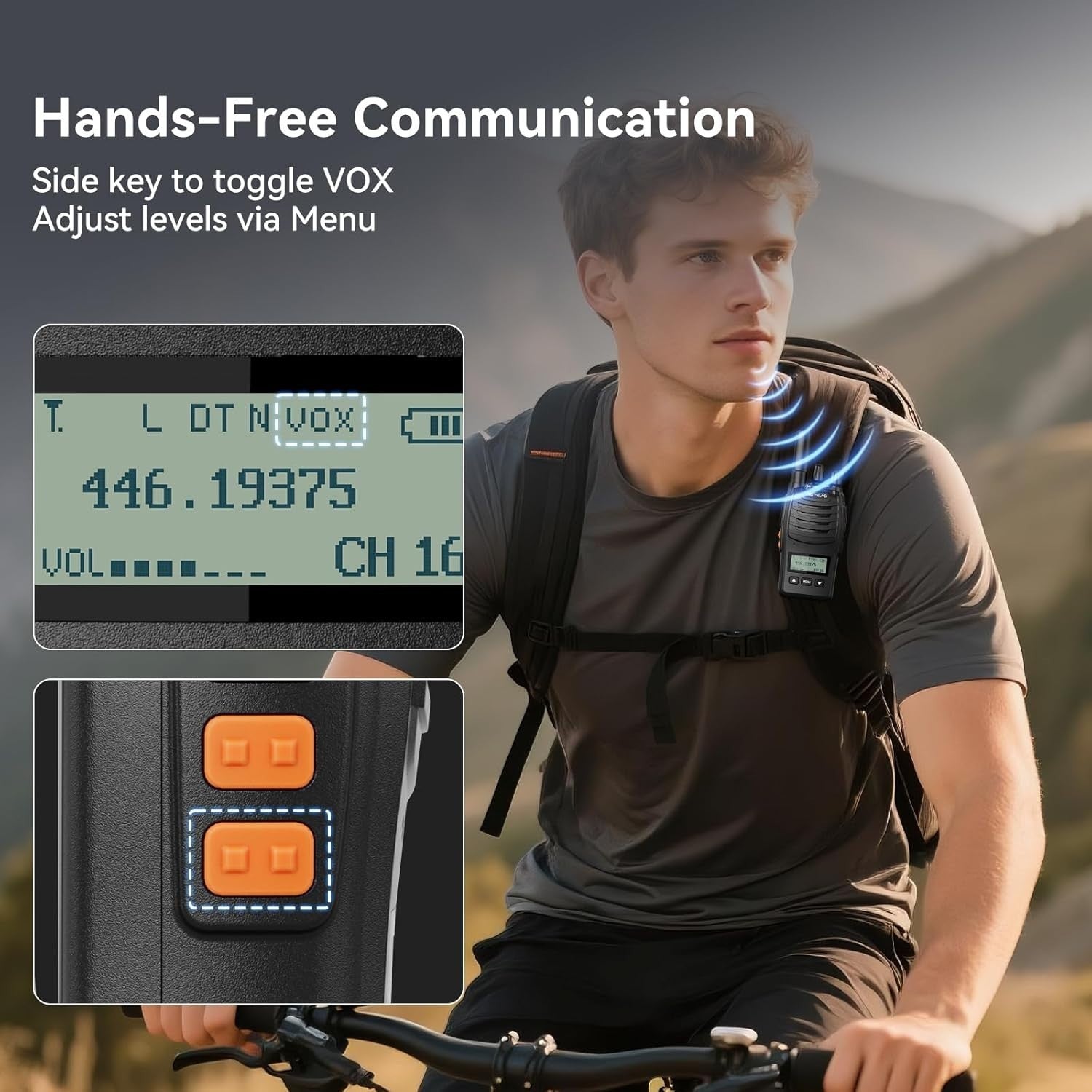 Walkie Talkies 3 Pack Long Range LCD Screen USB-C Rechargeable VOX