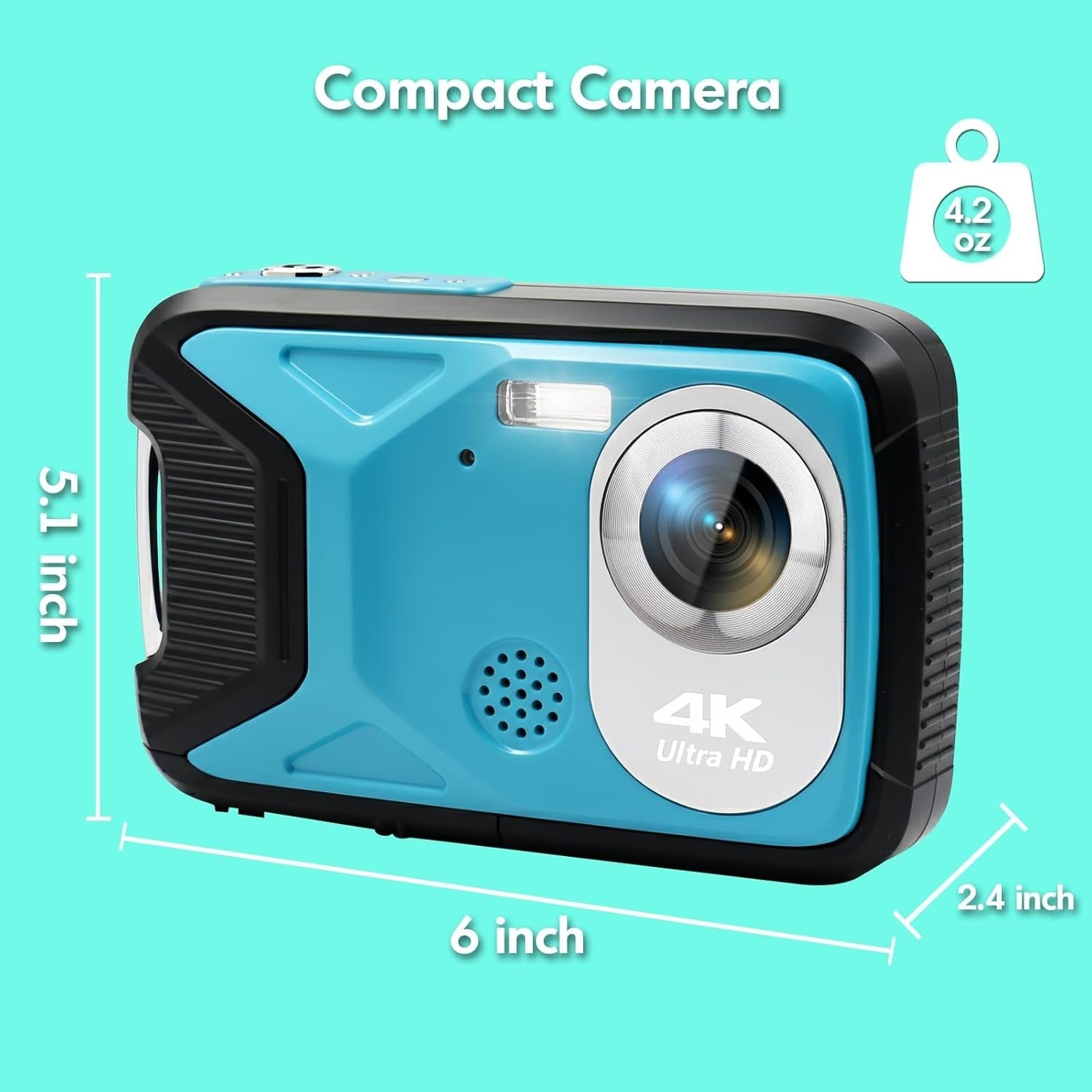4K Waterproof Digital Camera 18X Zoom Snorkeling Camera w/32GB