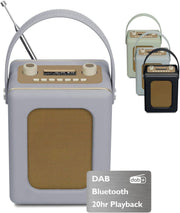 Portable DAB+ Digital Radio Bluetooth CR9 Grey 20hr Play Dual Alarm