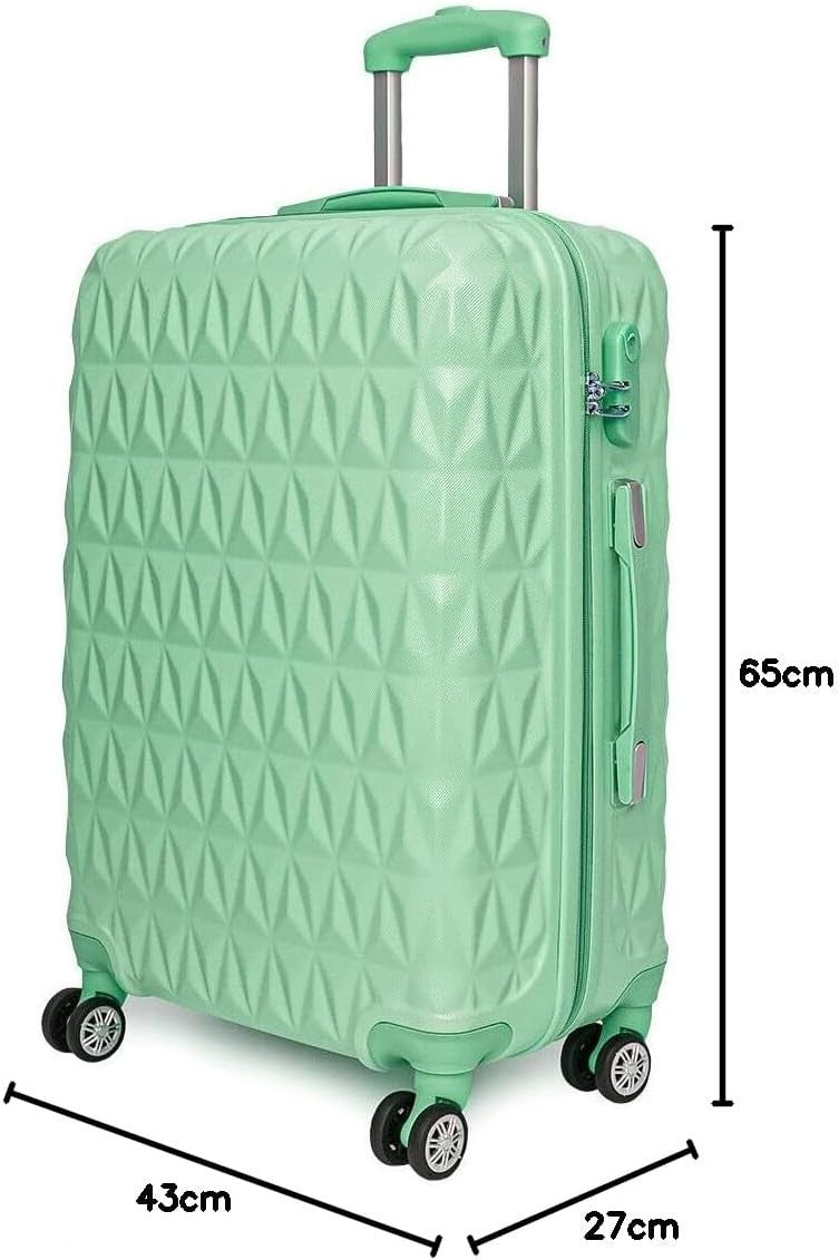 24 Inch Medium Hard Shell Suitcase Lightweight 4 Dual Spinner Wheels Lock Green