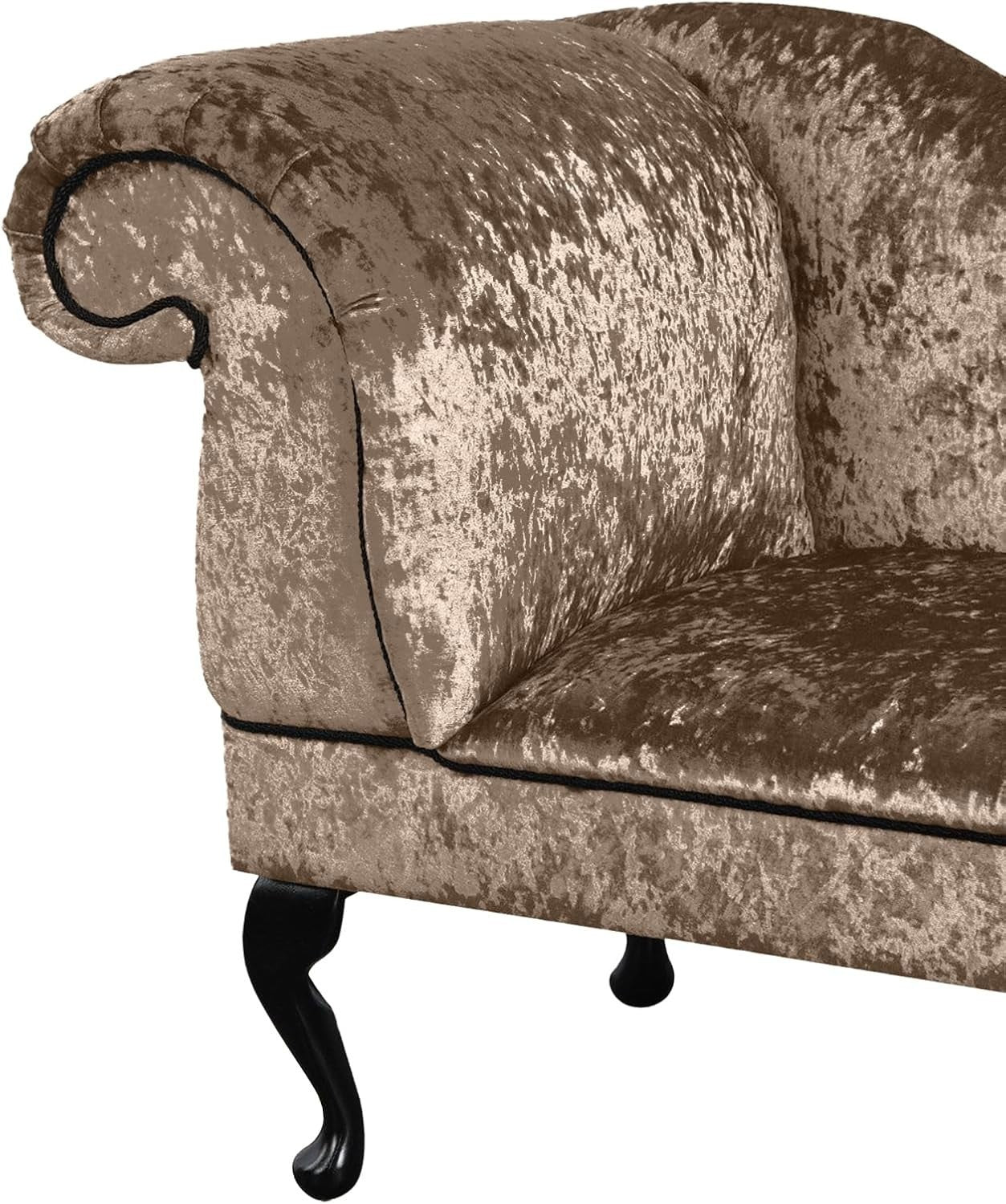 Shimmer Velvet Chaise Lounge Sofa Stone – Left Hand, UK Handmade