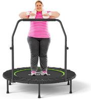 40” Foldable Fitness Trampoline Indoor Rebounder Adjustable Handle 400lbs