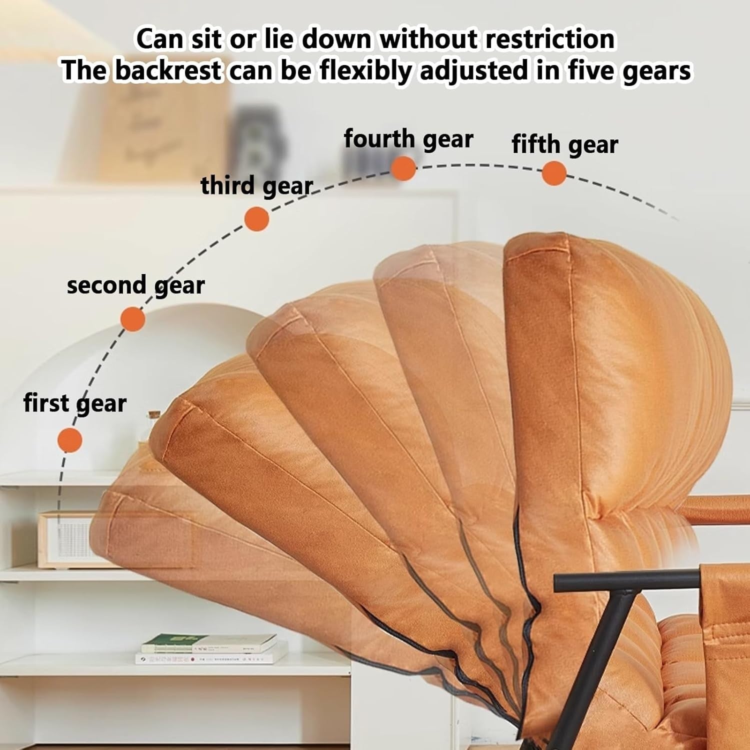 Ergonomic Indoor/Outdoor Rocking Lounge Chair with Cushion & Armrests - Orange