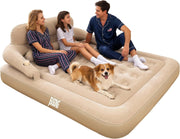 King Air Mattress with Headboard 30cm High Built-In Pump Flocked Top