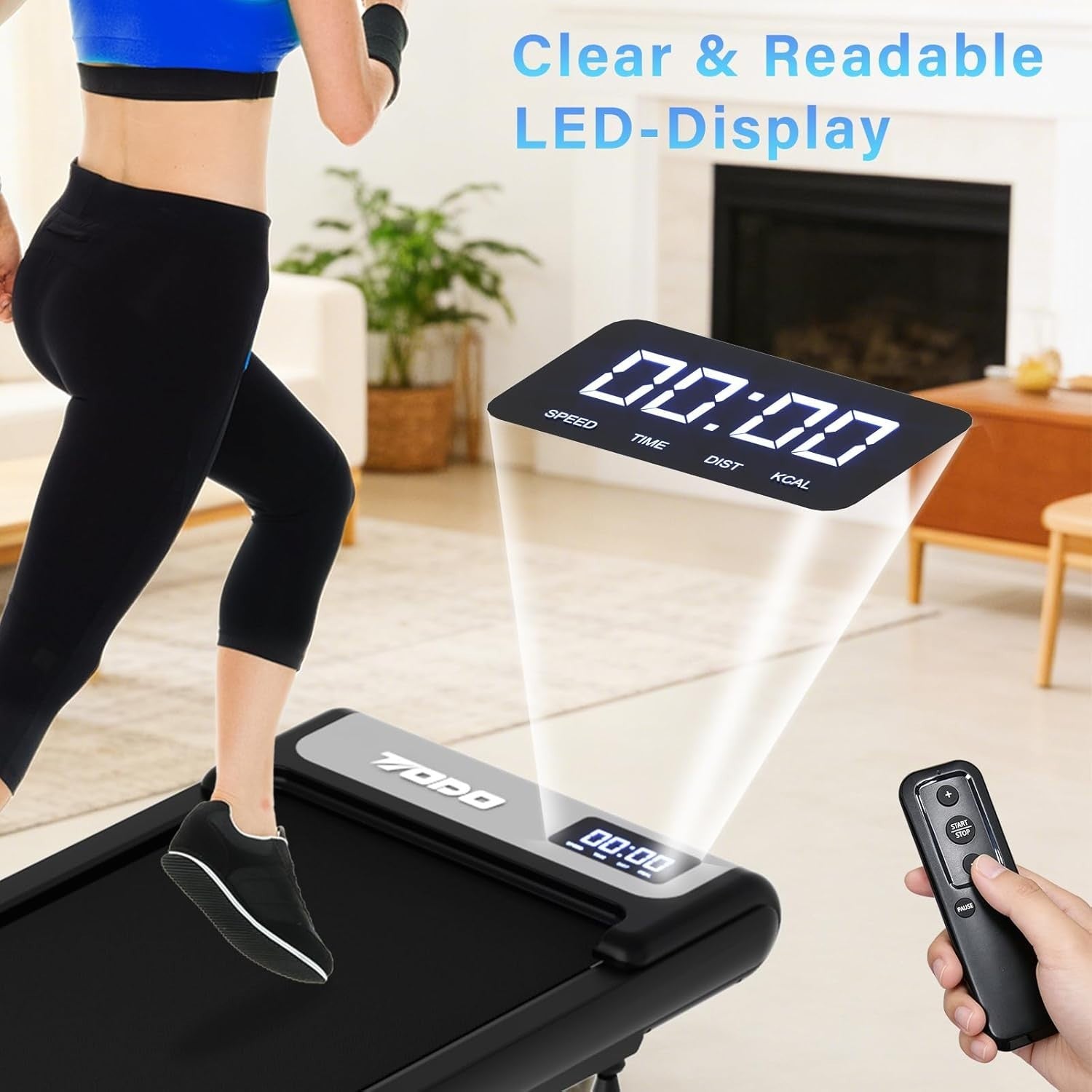 Under Desk Walking Pad Treadmill 3-in-1 Incline 2-6KM/H Home Office