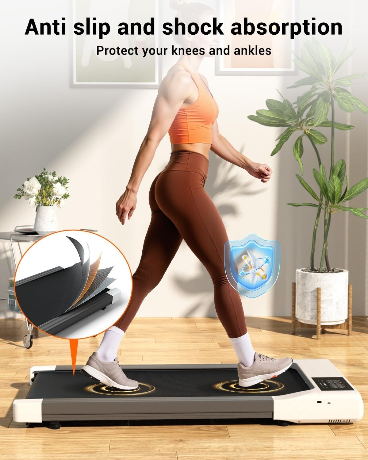 Under Desk Treadmill Walking Pad | Quiet, Shock-Absorbing, App-Controlled