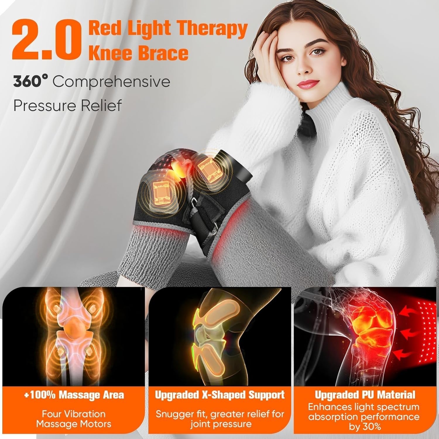 Red Light Knee Massager Infrared Heat Therapy Joint Pain Relief Brace