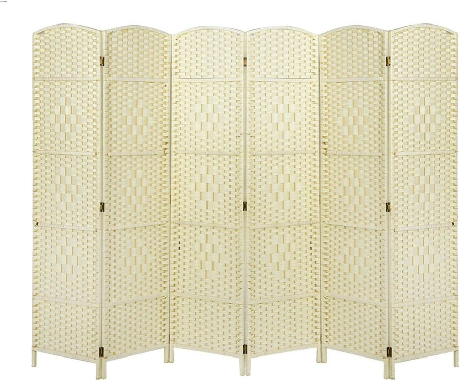 6 Panel Wicker Folding Room Divider Screen Privacy Partition for Home Office Bed