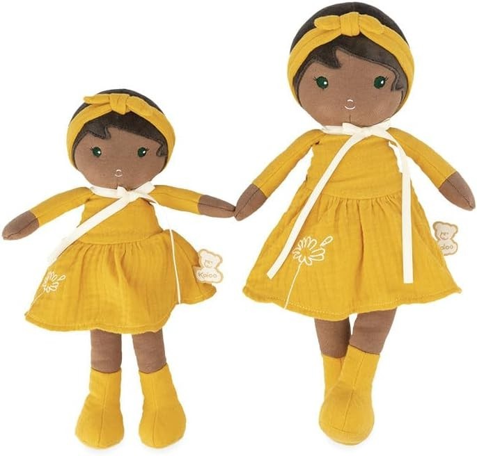 25cm Soft Fabric Rag Doll Yellow Dress Personalised Ribbon Newborn Gift Box