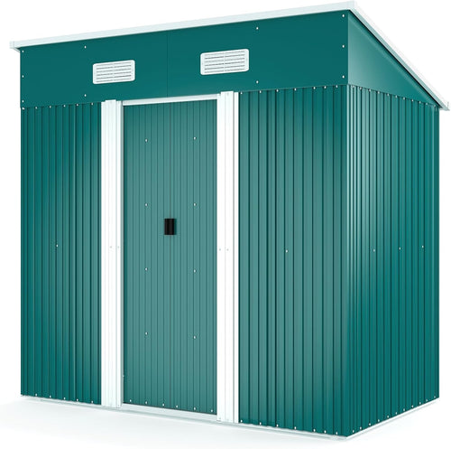 Lockable 4x6 FT Metal Garden Shed with Base Outdoor Storage & Roof