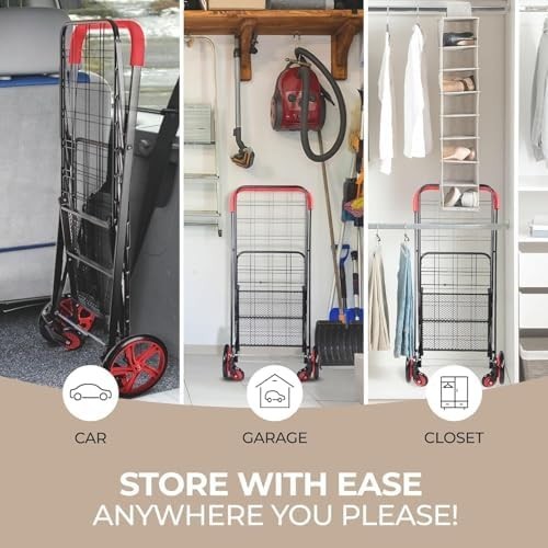 Portable Shopping Trolley with Wheels 50kg Foldable Waterproof Liner