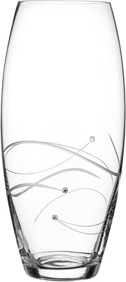 Clear Crystal Glass Vase 30cm Hand Cut Spiral Luxury Table Centrepiece