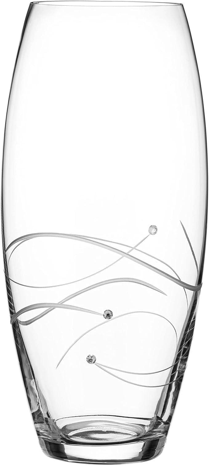 Clear Crystal Glass Vase 30cm Hand Cut Spiral Luxury Table Centrepiece