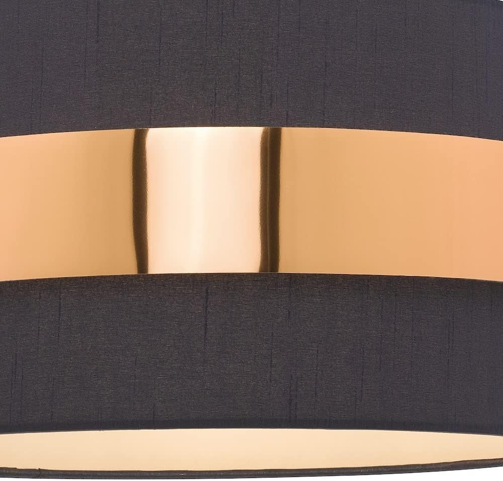 Navy Blue Drum Pendant Lampshade Copper Band Easy Fit Ceiling Shade 38cm