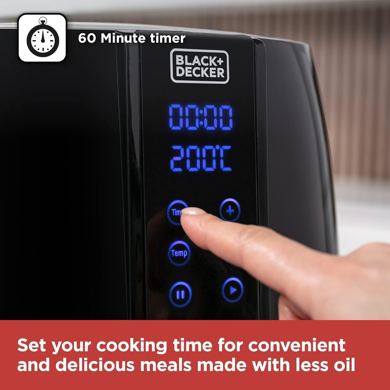 4L Digital Air Fryer 1500W Extra Crisp Healthy Cooking Fast 6 Presets Easy Clean
