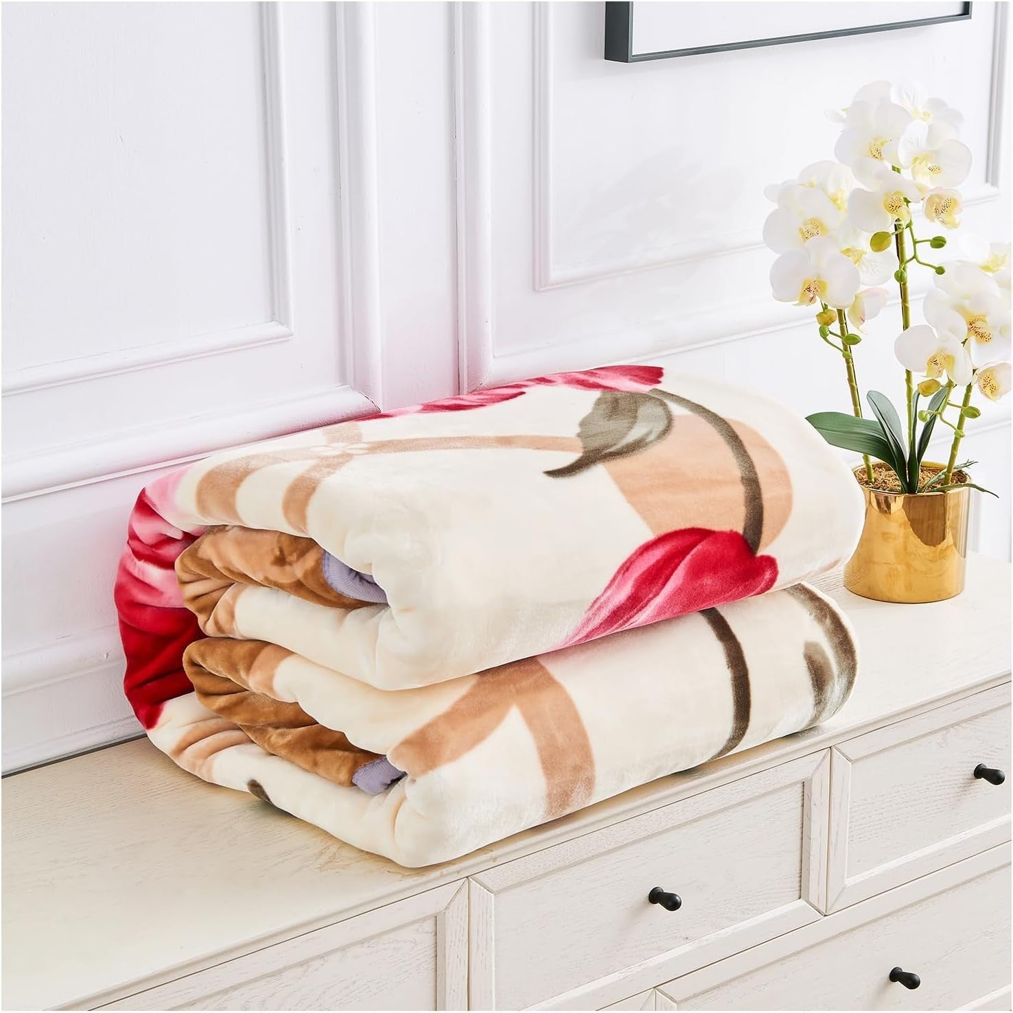 Chloe 7kg Heavy Warm Flower Sherpa Fleece Blanket 200x240cm King Size