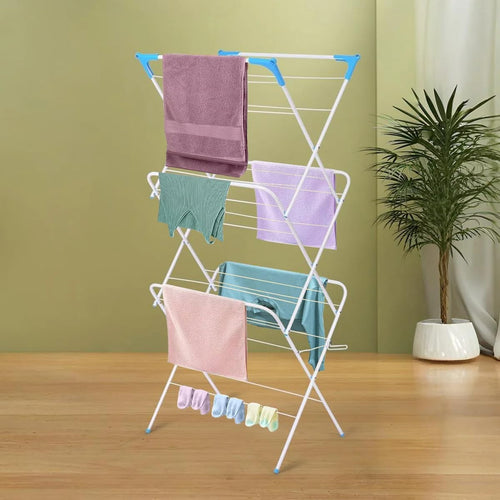3 Tier Clothes Airer Folding Drying Rack 14m Space Saving Indoor Outdoor
