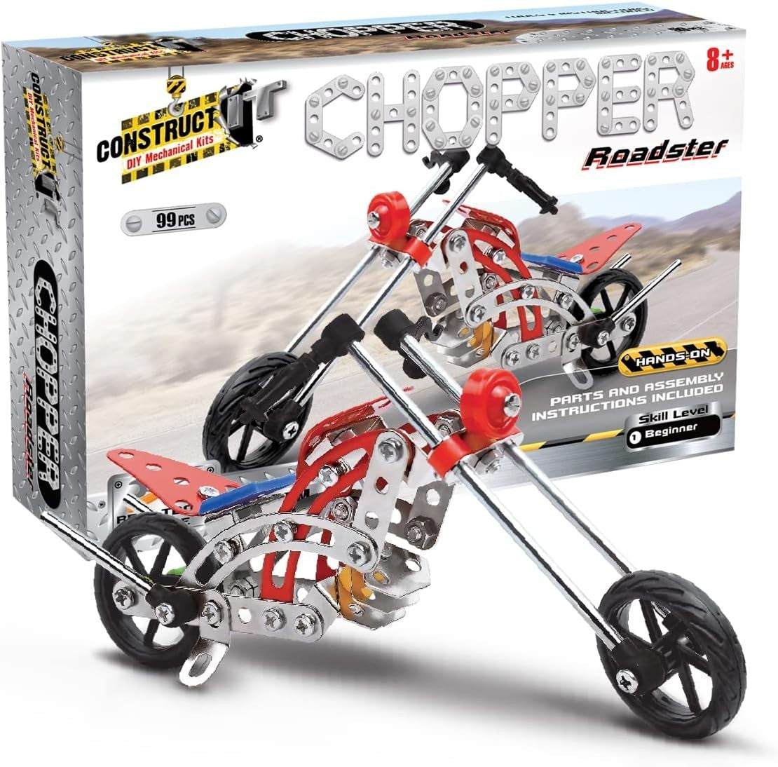 99-Piece STEM Motorbike & Sidecar Metal Building Kit for Kids & Adults