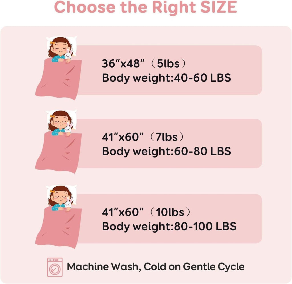 1.4kg Weighted Blanket Pink Unicorn 90x120cm 100% Cotton for Calming Sleep