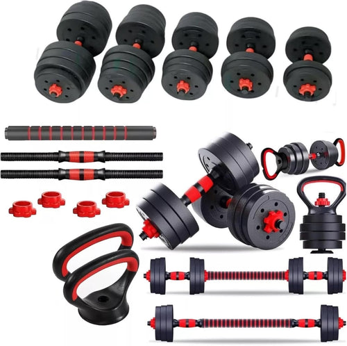 20kg Adjustable Dumbbell Barbell Kettlebell Set 6-in-1 Home Gym Weights