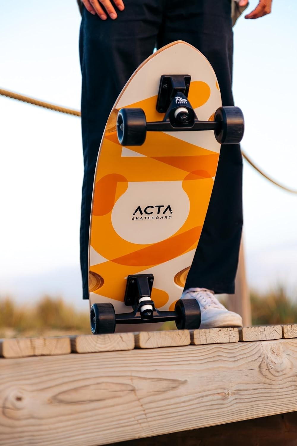 31" Surfskate 7-Ply Maple Orange/White Deck Pumptrack Cruising