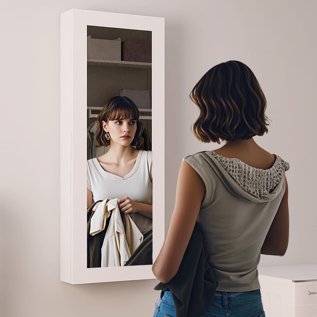 Wall Mounted Ironing Board Cabinet Foldable Mirror Space Saving Station