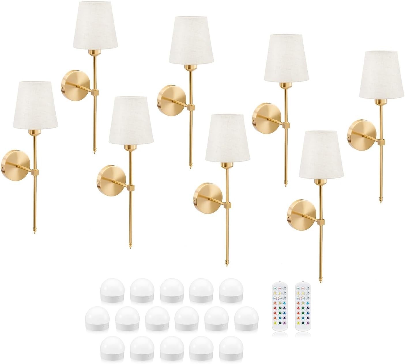 16-Source Wireless LED Wall Lights, Rechargeable, Dimmable with Remote