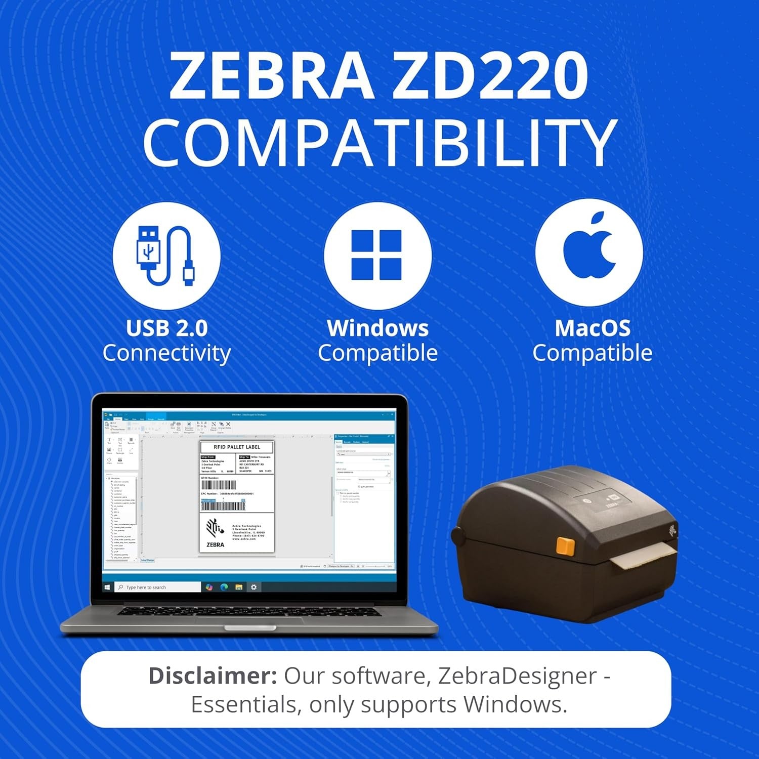 4” Direct Thermal Label Printer USB Desktop Logistics