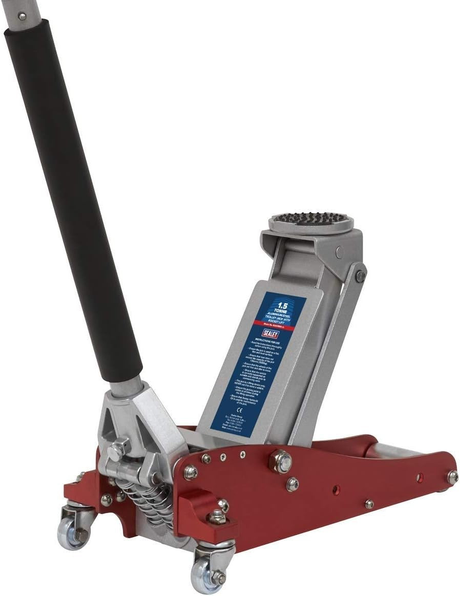 1.5 Ton Aluminium Steel Trolley Jack Rocket Lift 130–365mm Lightweight Quick