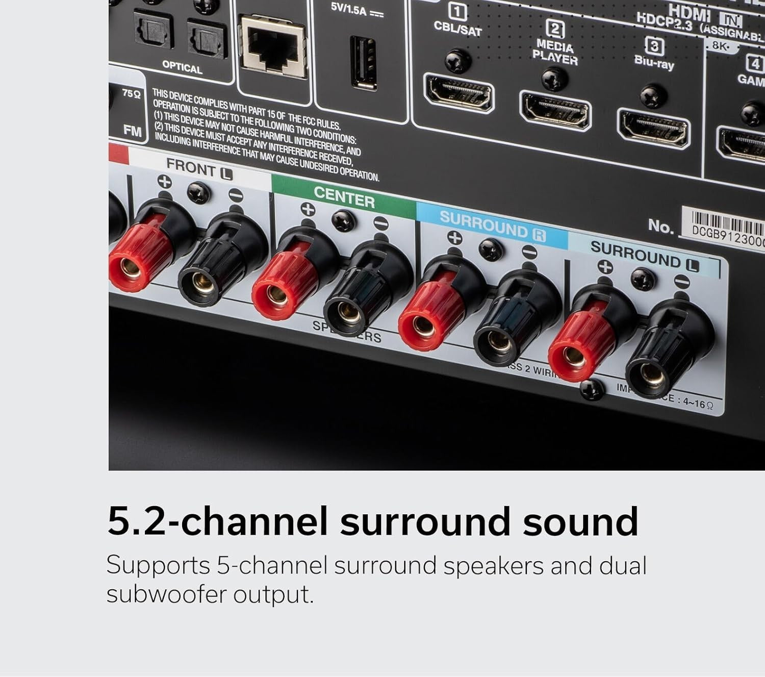 5.2-Channel 8K AV Amplifier Dolby TrueHD DTS-HD Wi-Fi Bluetooth Alexa