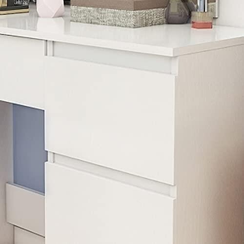 Hollywood Vanity Dressing Table with LED Bulb Mirror & Stool, 5 Drawers