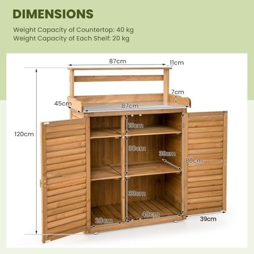 Wooden Garden Shed 87x45x120cm Outdoor Tool Storage Cabinet Natural