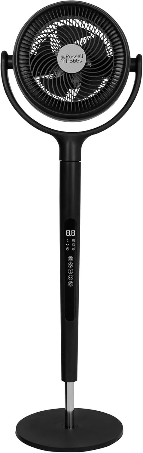 Charcoal Grey Pedestal Circulator Fan 12-Speed 130° Oscillation Remote Timer