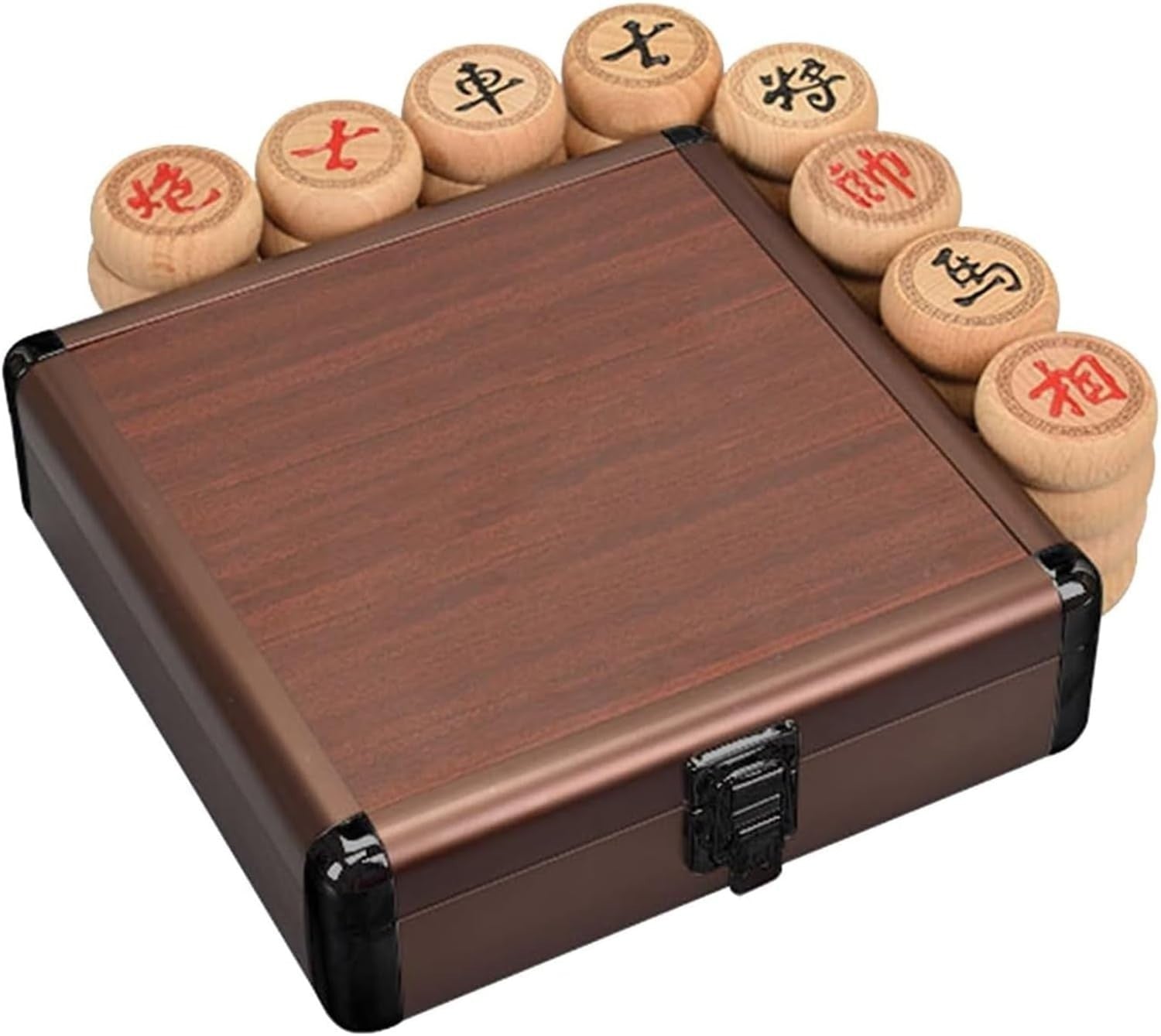 Beechwood Xiangqi Travel Chess Set Leather Board Gift Box 2 Player