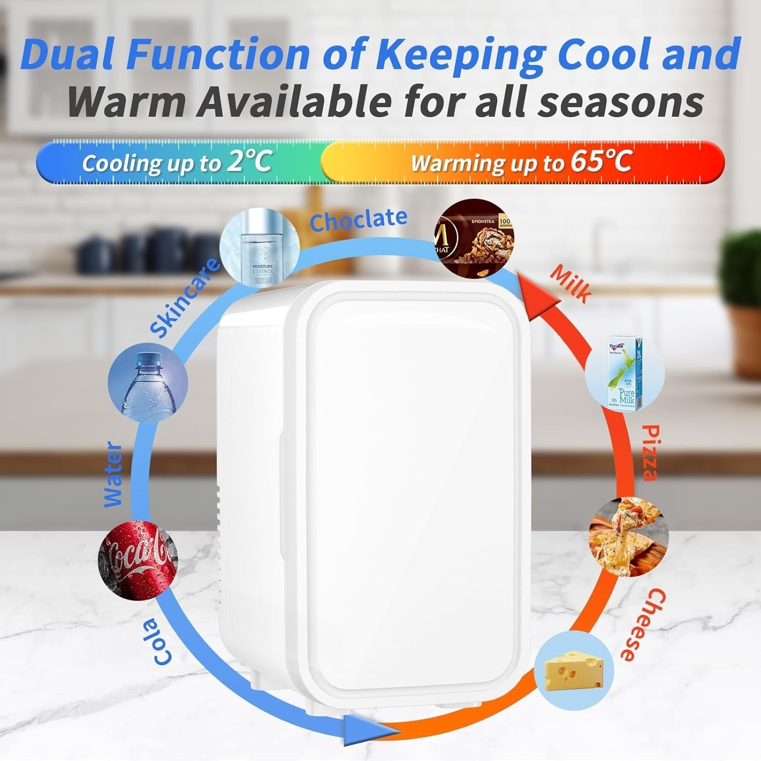 6L Mini Fridge Portable AC/DC Cooler Warmer Bedroom Skincare White