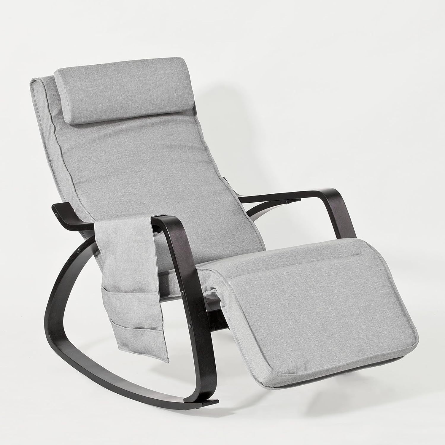Grey Rocking Chair with Footrest, Recliner Armchair for Adults, 92x66x80cm