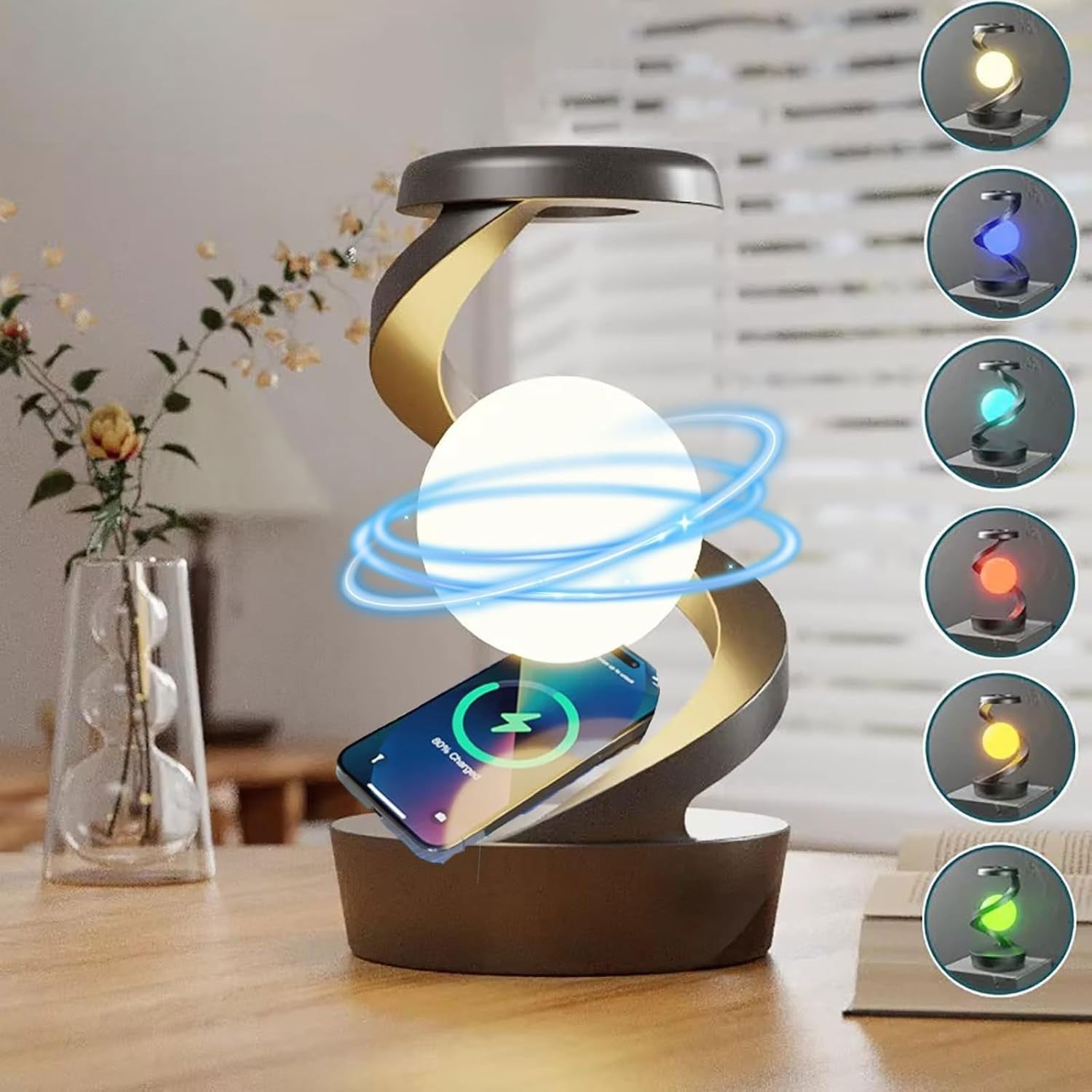 Levitating Moon Lamp RGB Floating Night Light Wireless Charger Sensor