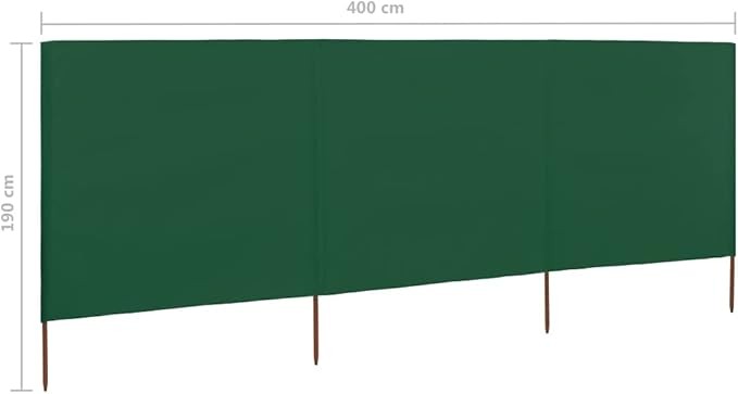 Green 3-Panel Wind Screen 400x160cm Outdoor Garden Privacy Divider Shelter
