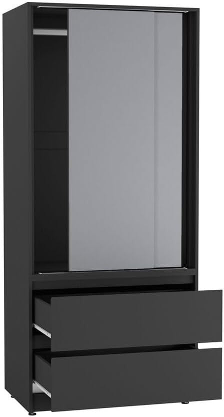 Modern Sliding Wardrobe 2 Door with Rail & Drawers – Soft Close Storage