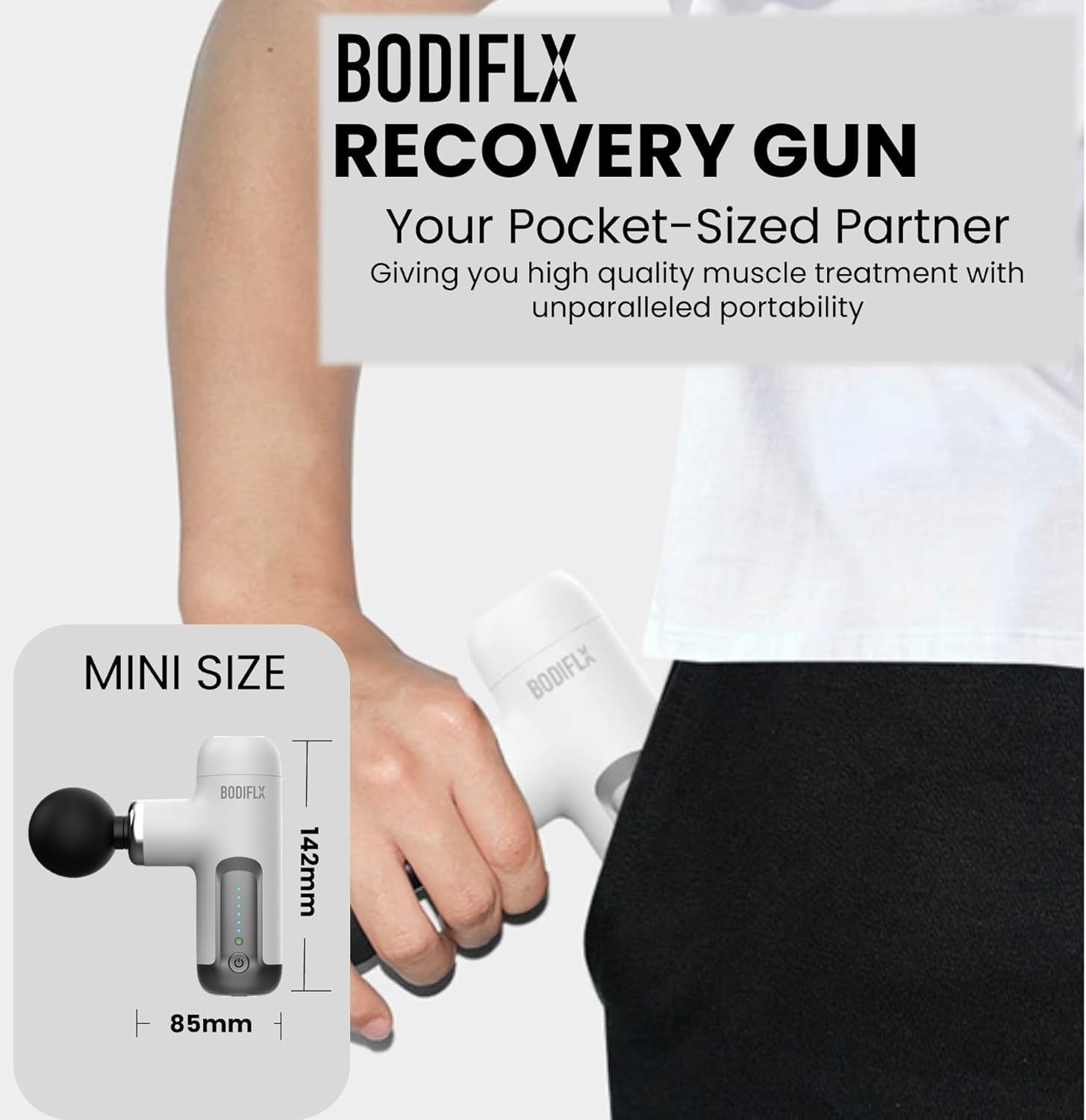 Mini Deep Tissue Massage Gun Muscle Recovery 6 Speeds Quiet Cordless 4 Heads