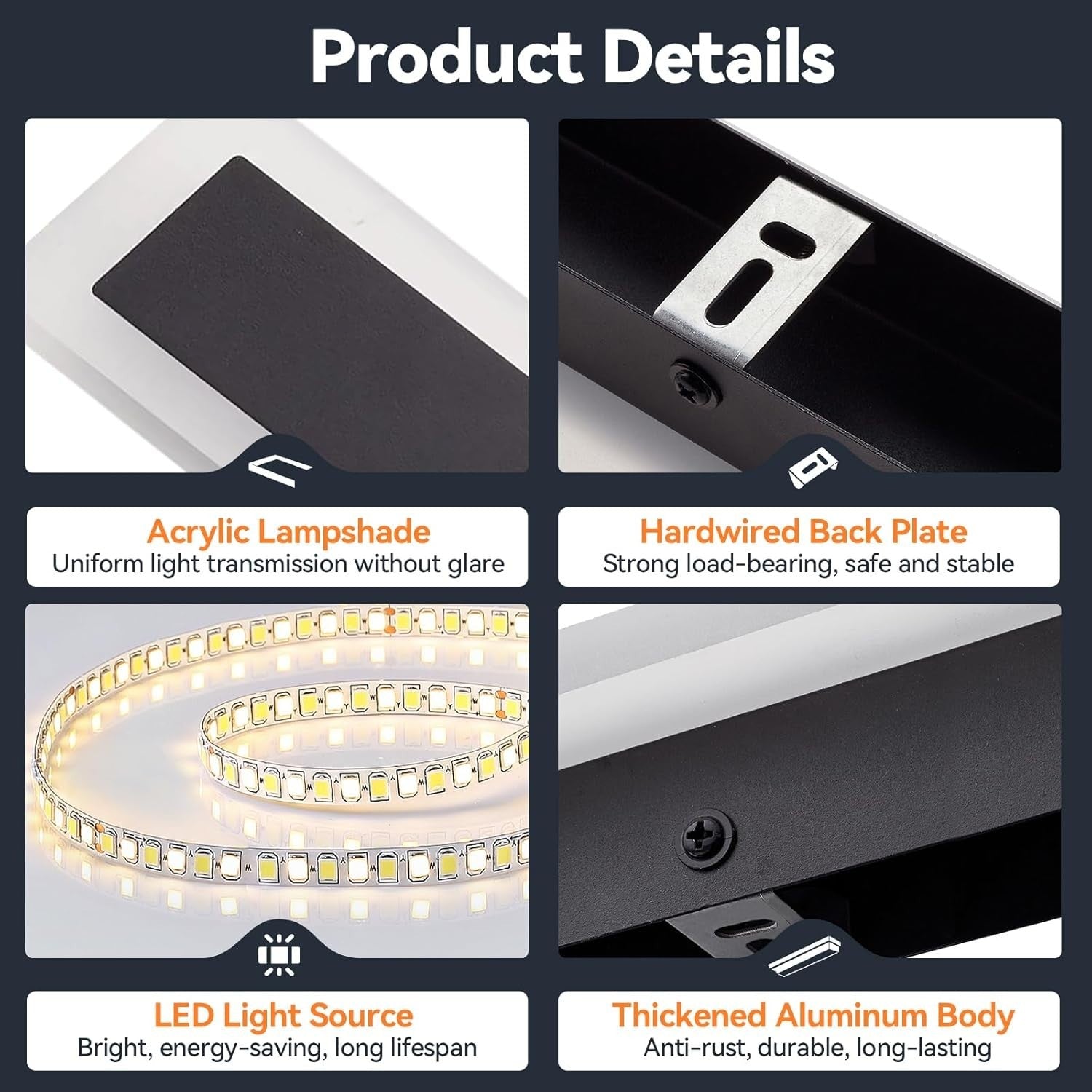 Modern Waterproof LED Wall Light Outdoor Indoor 3000K Warm White 150cm