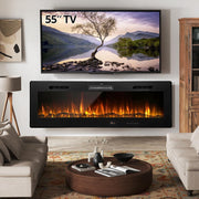 152cm Wall Mounted Electric Fireplace LED Flame Heater Crystal Log