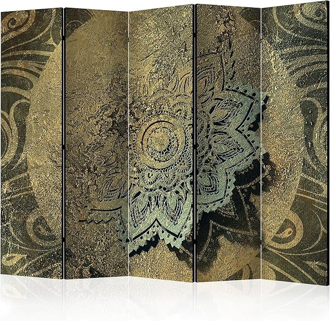 Luxury Mandala 5-Panel Room Divider 225×172cm | Double-Sided Privacy Screen